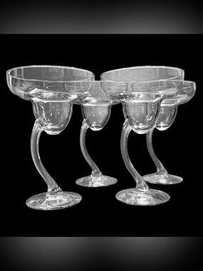 Vintage 1980s Bravura by Libbey Glass Fundamentals Margarita Glasses Set (4)
